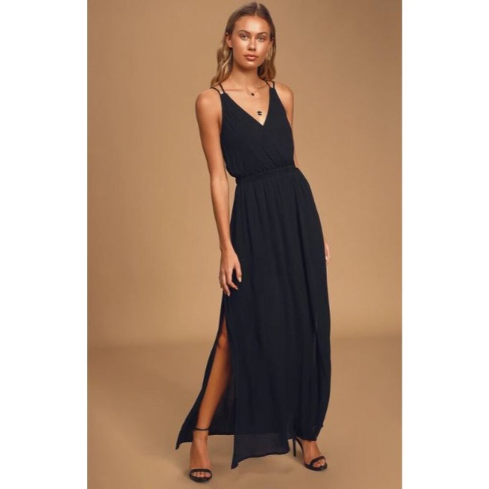 Lulus Lost In Paradise Maxi Dress Womens S Navy Blue Cocktail Evening‎ Strappy